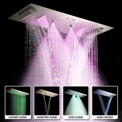 Verona 16''x36'' Brushed Nickel Music LED Showerhead By Cascada Showers