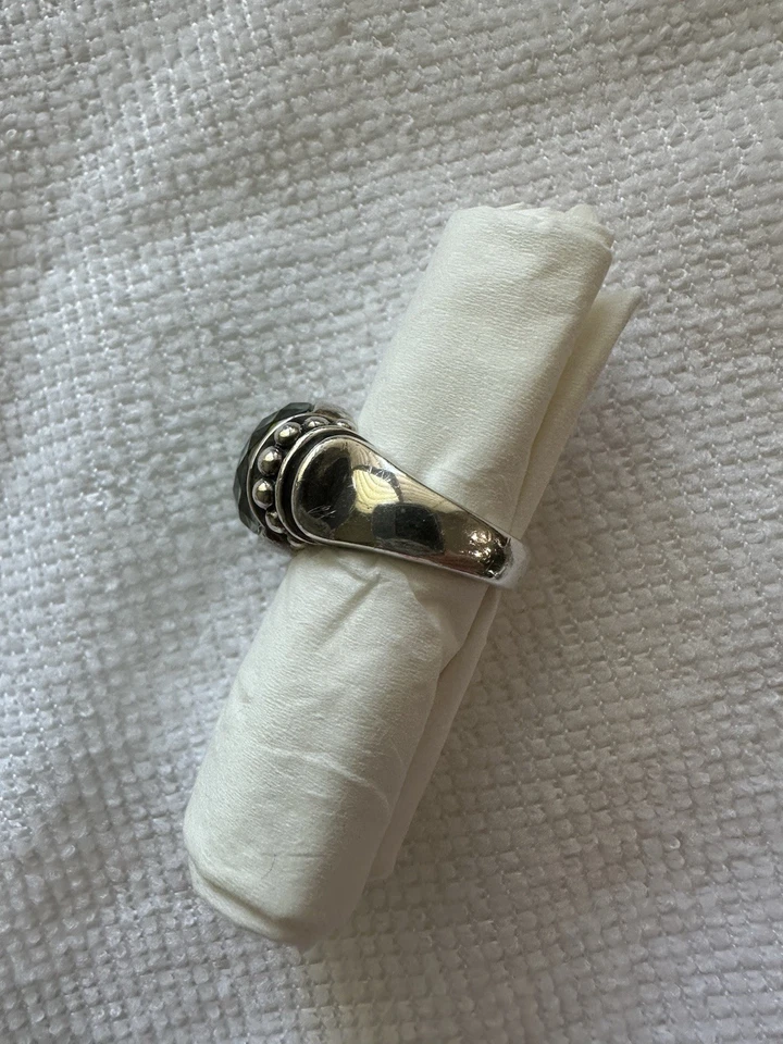 Gorgeous Lagos Caviar Green Prasiolite Sterling Ring sz 7 - Image 4 of 4