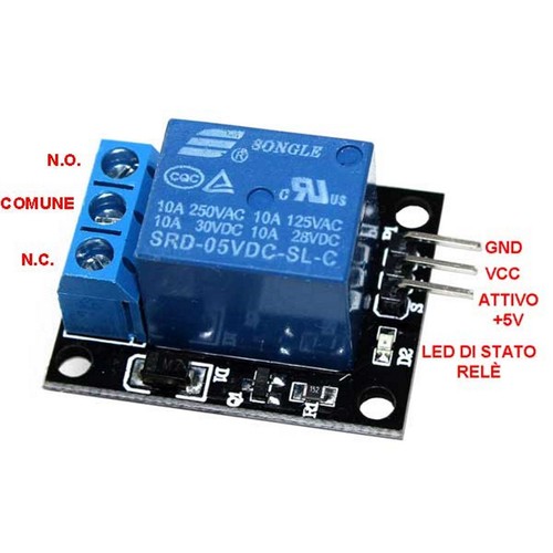 Mounted Module 1 Relay Coil 5 VDC Contacts NA NC COM 250V 10A For Arduino - Picture 2 of 3