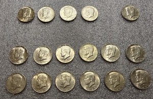 Lot Of 17 40% Silver 1965-1967 Kennedy Half Dollar US Coins Circulated Ungraded