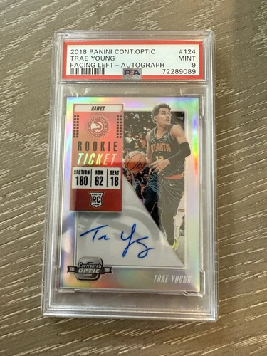 2018 Trae Young Panini Contenders Optic Auto Facing Left #124 RC PSA 9 Mint