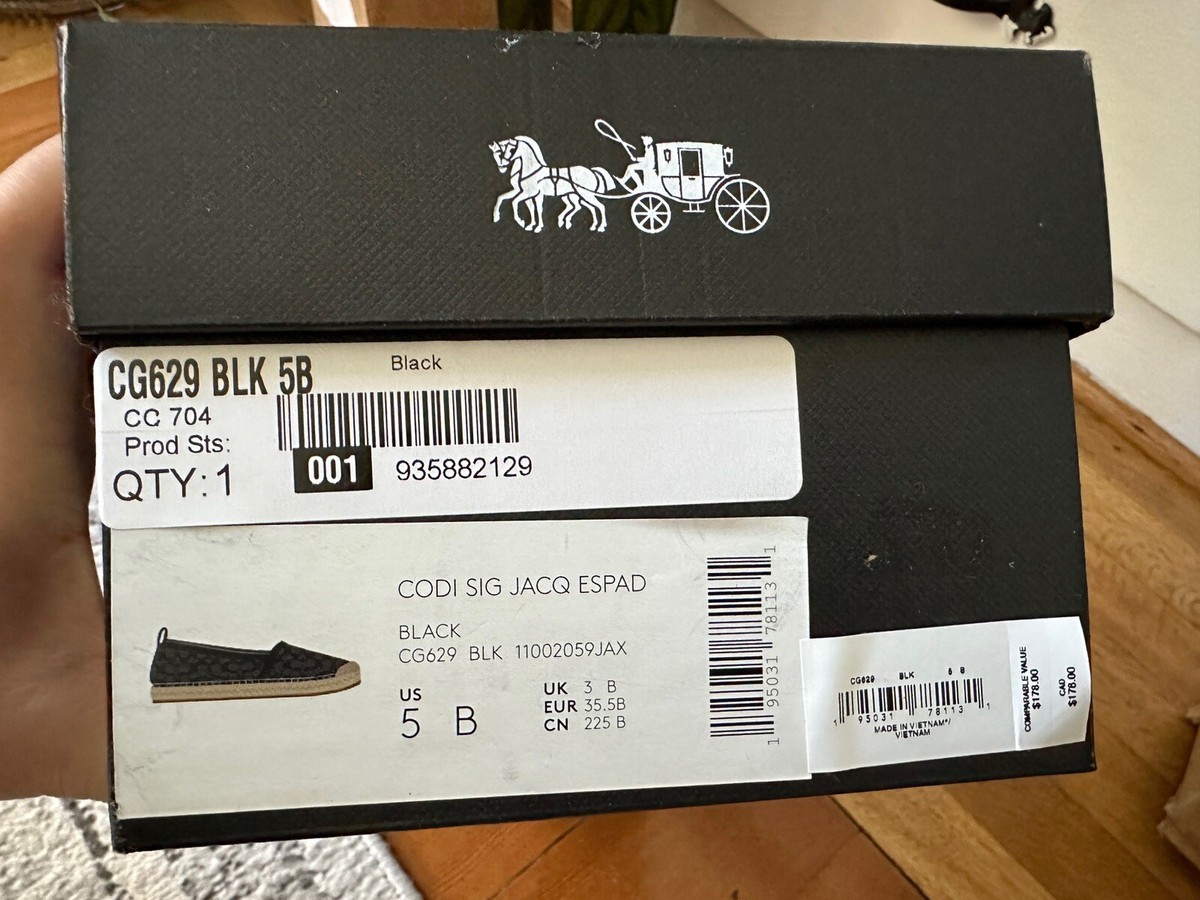 はに  NIB - COACH Codi Espadrille In Signature Jacquard - Black - size 5