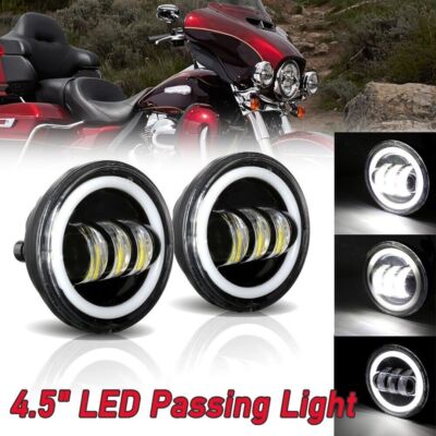 2Pcs 4.5'' Motorcycle LED Fog Passing Lights For Harley Electra Glide 1998-2015