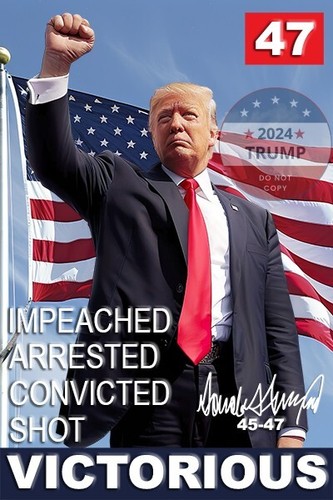 DONALD TRUMP PHOTO VICTORIOUS TRUMP DEFEATS KAMALA 4"x6" RARE CARD LIMITED