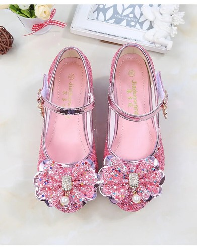 Prinzessin Schmetterling Lederschuhe Kinderhigh Heel Kinder Mädchen Tanz Glitzer Schuhe - Bild 15 von 24