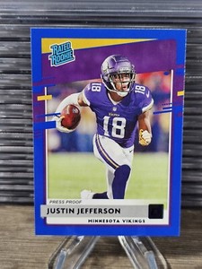 Justin Jefferson Rated Rookie Blue Press Proof 2020 Donruss #313 Vikings