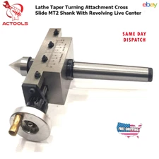 Taper Lathe Turning Attachment Cross Slide 2MT Shank With Revolving Live Center