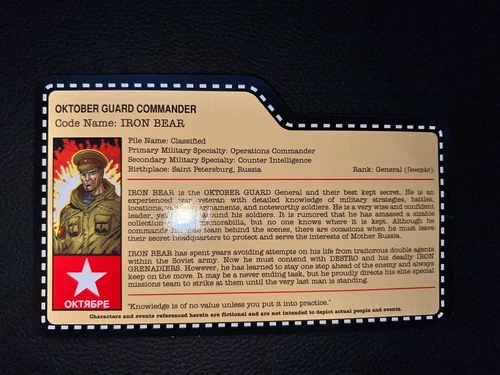 GI JOE 2012 CONVENTION Exclusive Oktober Guard IRON BEAR FILE CARD ONLY JOE CON