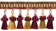 Burgundy Red Gold 3" Tassel Fringe Trim Royal Romance [By The Yard]