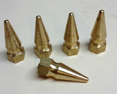 5 SOLID BRASS SPIKE NUTS 1/4''-20 Harley hd chopper bobber cafe pike custom 