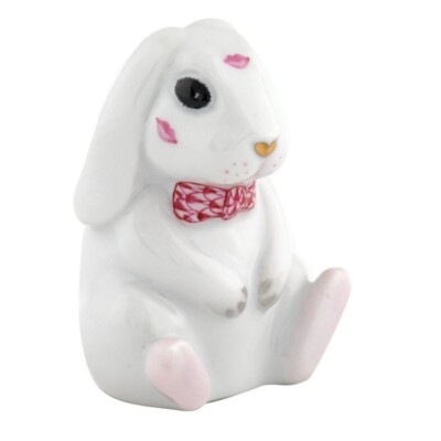 HEREND,  KISSES,  BUNNY,  PINK FISHNET #VHP-16349, BRAND NEW,  MINT & BOX!