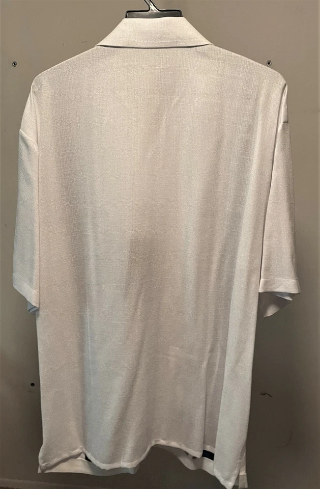 ВИНТАЖНАЯ МУЖСКАЯ БЕЛАЯ ЛЬНЯНАЯ РУБАШКА С КОРОТКИМ РУКАВОМ SILVERSILK РАЗМЕР XL - Изображение 2 из 4