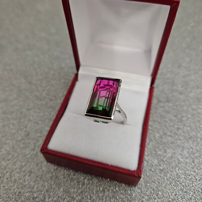 Watermelon Quartz Rings Watermelon Quartz solitaire ring in platinum over Sterling Silver | eBay