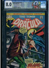 TOMB OF DRACULA #10 CGC 8.0 1ST APPEARANCE OF BLADE VAMPIRE SLAYER 1973 OWTW PG
