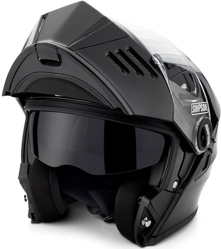 Simpson Darksome Mod Bandit Helmet Road Legal Gloss Black Internal Visor UK - Picture 4 of 14