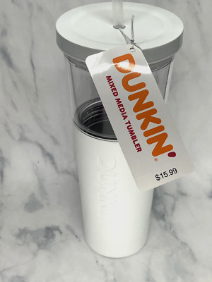 New Dunkin Donuts 2024 28oz Tumbler Mixed Media White ***FREE GIFT W/PURCHASE**