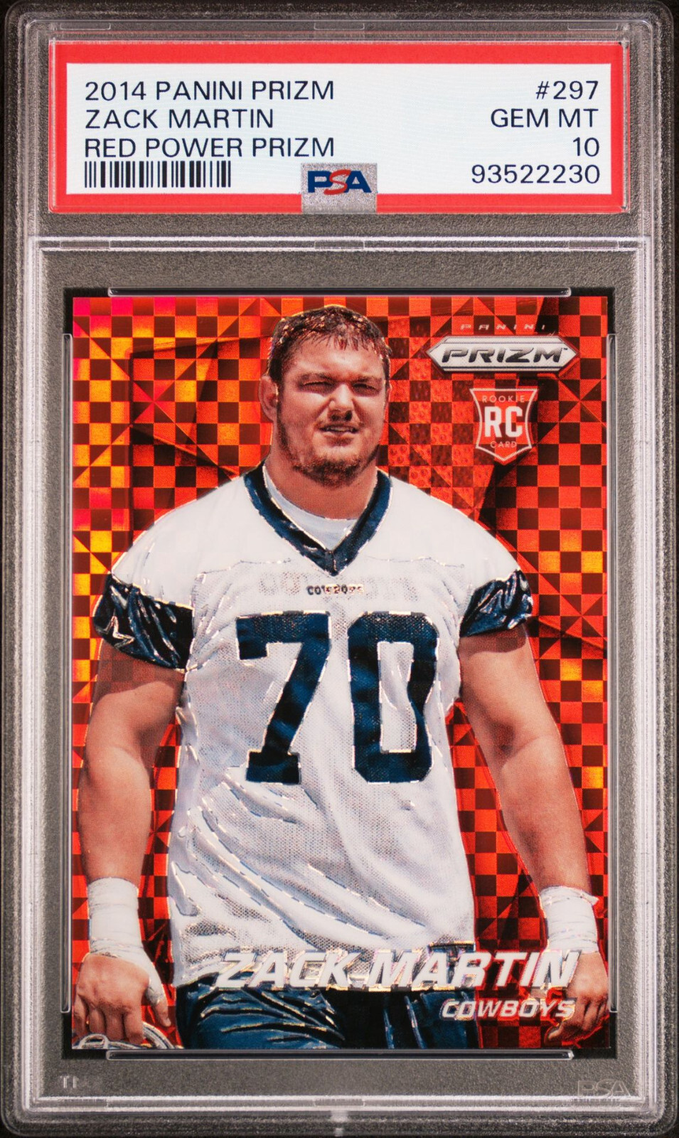 2014 Panini Prizm #297 ZACK MARTIN /125 Red Power Prizm Rookie PSA 10 GEM MINT