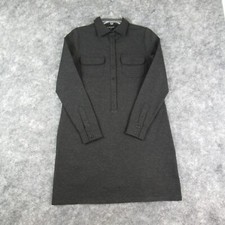 Lauren Ralph Lauren Shirt Dress Medium Gray Long Sleeve Collared Knit Stretch