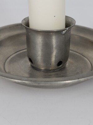 Vintage INTERNATIONAL PEWTER Candle Holder 27736 +White Candle
