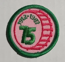 Girl Scout Patch 2 inch Round 75 Year 1912-1987 Peach Green Pink Vintage 