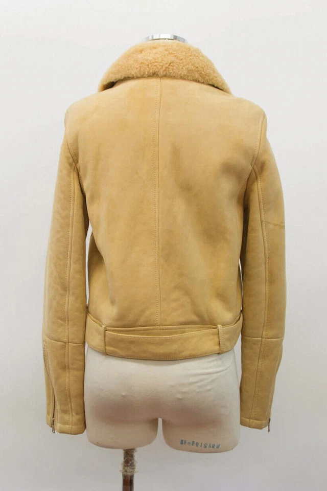 Jaqueta de Moto Feminina Brunello Cucinelli Couro Camurça Pele de Carneiro 42 A181 Nova com etiquetas $8495 - Imagem 4 de 4