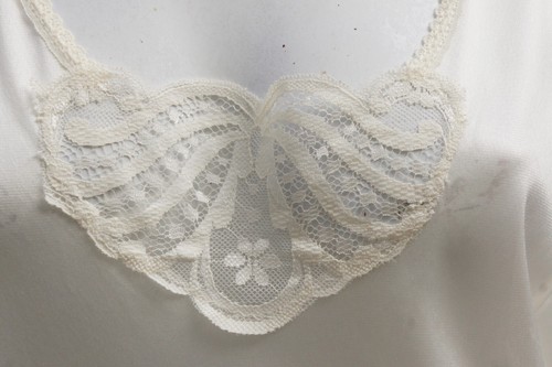 Vintage White Lace Trim Nylon Dress Slip Nightie Lingerie By Image - Picture 3 of 10