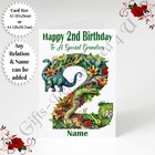 A5 or A4 Personalised 2nd Birthday Card - Dinosaur - Son Grandson Brother D.2