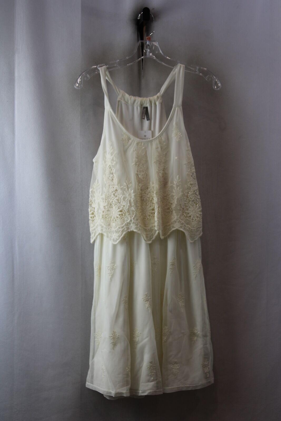 NWT Vanity Women's Ivory Floral Lace Tiered Dress SZ-S