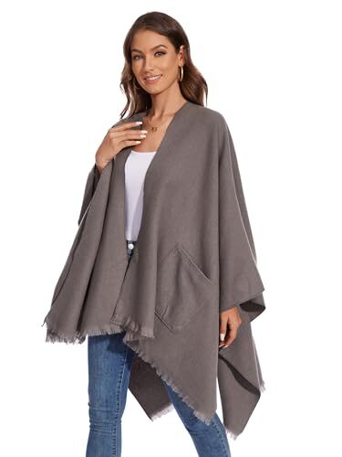 Shawl Wraps for Women, Elegant Knitted Cape Open Front Poncho Scarf Style12 - Picture 5 of 6