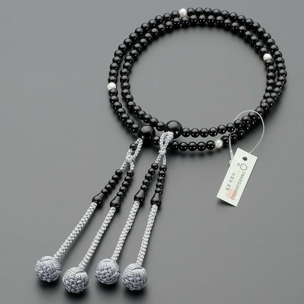 Shingon Buddhist Rosary Mala Juzu Prayer beads Japan Kyoto Onyx