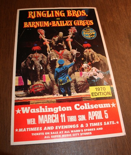 SELTENE Vintage Zirkus Poster klingelnde Brüder & Barnum & Bailey Fensterkarte 1970 - Bild 10 von 10