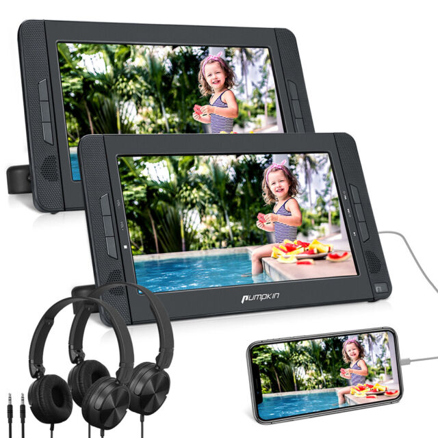 2X10.1" Tragbarer DVD Player Auto Kopfstütze TV Monitor HDMI AKKU USB+Kopfhörer