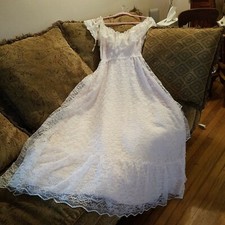 Dance Allure Vintage 80s Pink Princess Lace Wedding Prom Party Dress size 10