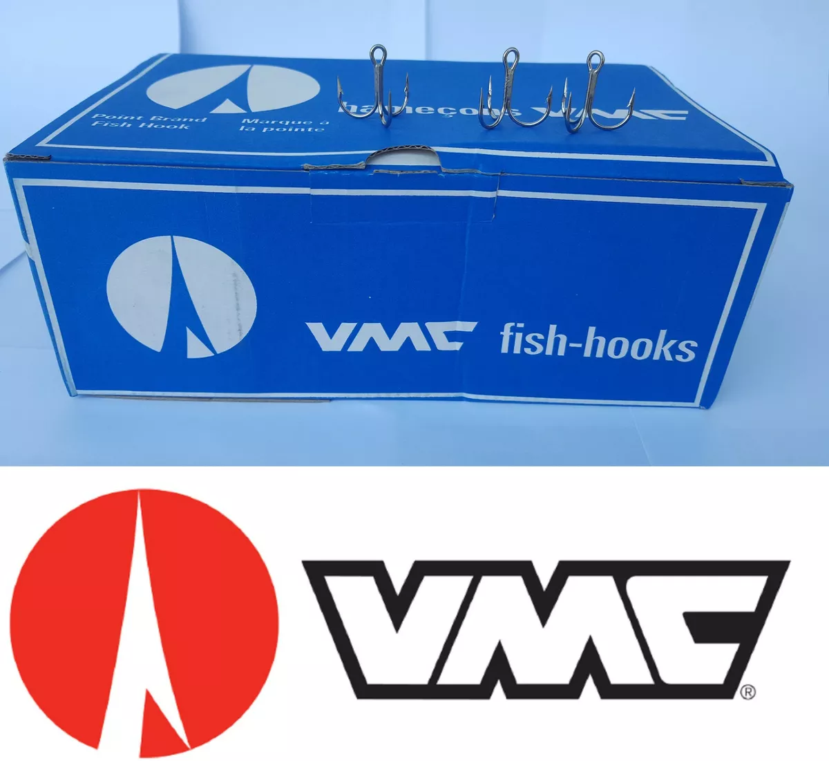 500 x VMC FISH TREBLE HOOKS SIZE 2 - BOX OF 500 PIECES MADE IN FRANCE 7651  NIB