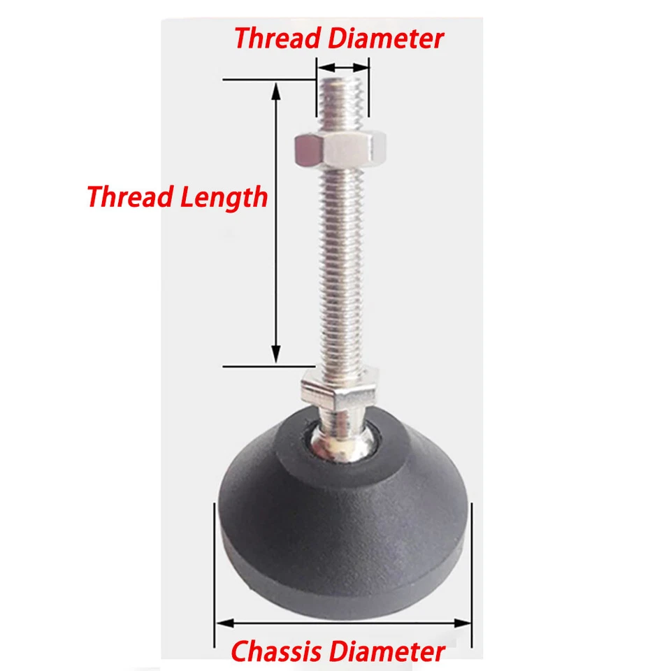 Leveling Machine Feet M6 M8 M10 M12 M16 Screw in Height Tilting Feet Adjustable - image 2 of 4