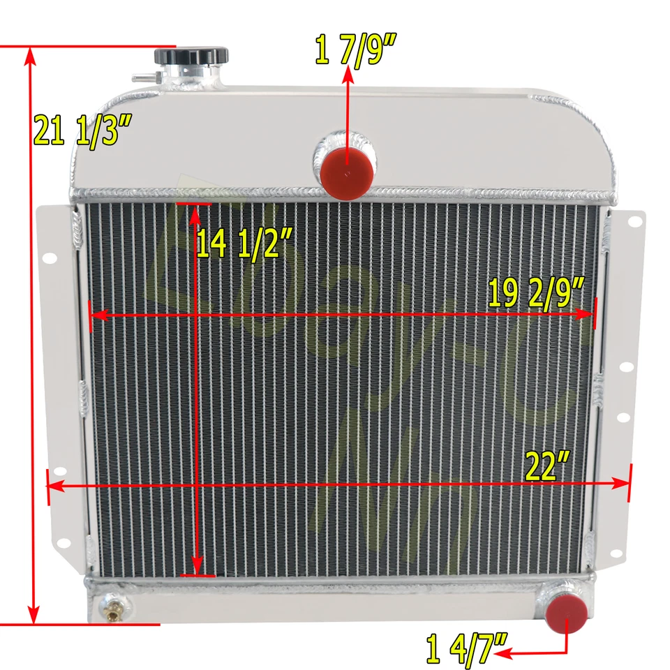 Radiador de aluminio de 3 filas para autos Plymouth Special Deluxe P15 Suburban 1941-1952 Foto 2 de 4