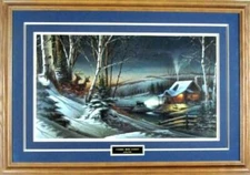 Terry Redlin Evening With Friends Deer Nostalgic Elite Framed Print   33 x 23.5