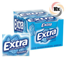 Full Box 10x Packs Wrigley's Extra Peppermint Gum  15 Sticks Each  Sugar Free