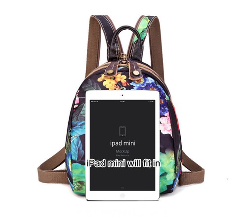 Convertible Floral Nylon Small Backpack Rucksack Sling Bag Chest Pack Purse - Picture 7 of 16