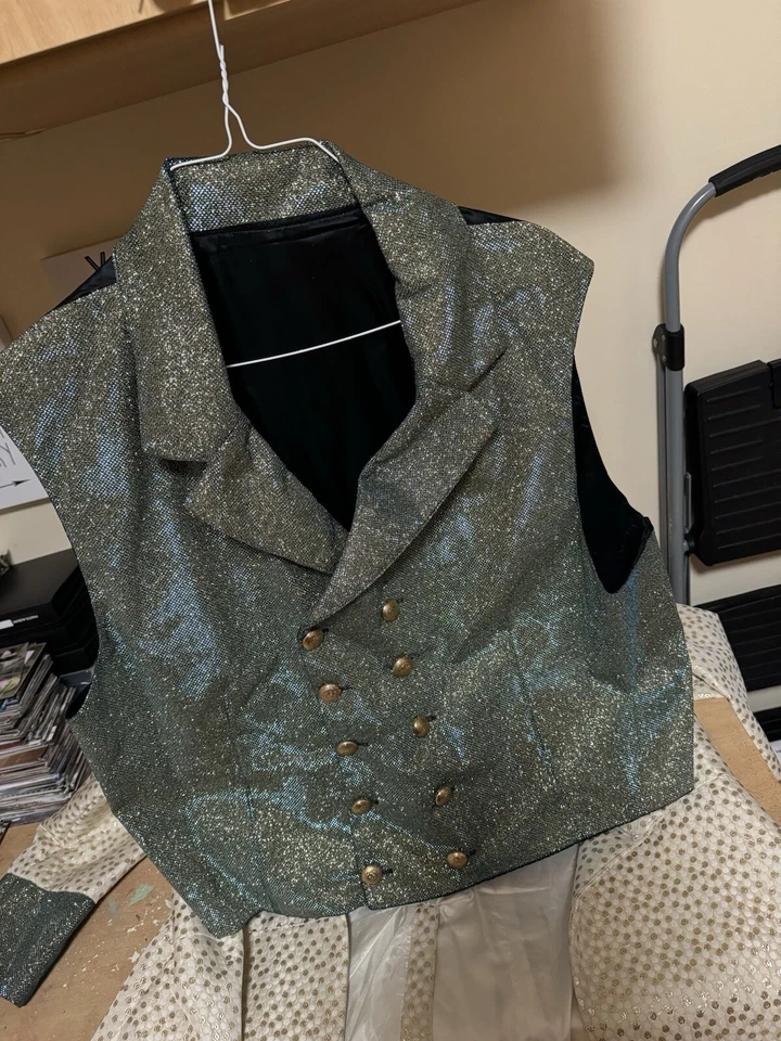 Colete fantasia masculino estilo vitoriano 2 peças e casaco longo tamanho extra grande - Imagem 4 de 4