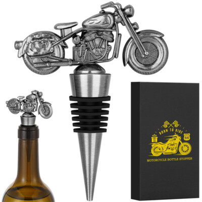 Motorrad Weinstopfen Weihnachten Geburtstag Geschenke für Herren Metall Flaschenstopfen
