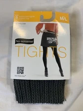 No Nonsense Fashion Textured Cable Tights Control Top Size M/L  Heather Grey