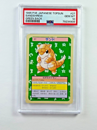 Pokemon Sandshrew #27 Green Back Topsun Japanese 1995 PSA 10 Vending Rare Card - Foto 1 di 2