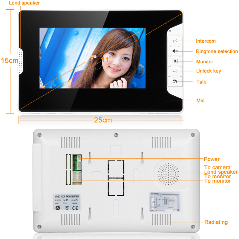 7inch Wired Video Door Phone Video Intercom Doorbell System+Electronic Door Lock — image 5