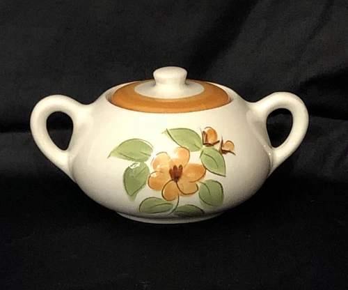 Stangl Pottery NJ Bittersweet Sugar Bowl w Lid Rare Orange Floral