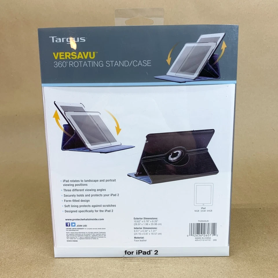 iPad 2 Black Targus Versavu 360° Rotating Stand/Case - THZ045US - Image 3 of 4
