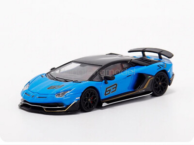 Maxwell 1/64 Scale Lamborghini Aventador SVJ #63 Blue Diecast Car