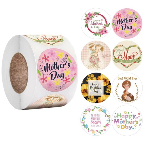 50/100pcs Happy Mothers Day Thank You Stickers Gift Sealing Labels 25/38MM - Picture 6 of 36