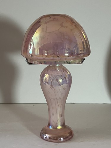 Pink and Clear Royal Limited Crystal Tea Light Holder 9" H Mushroom Shape Lamp