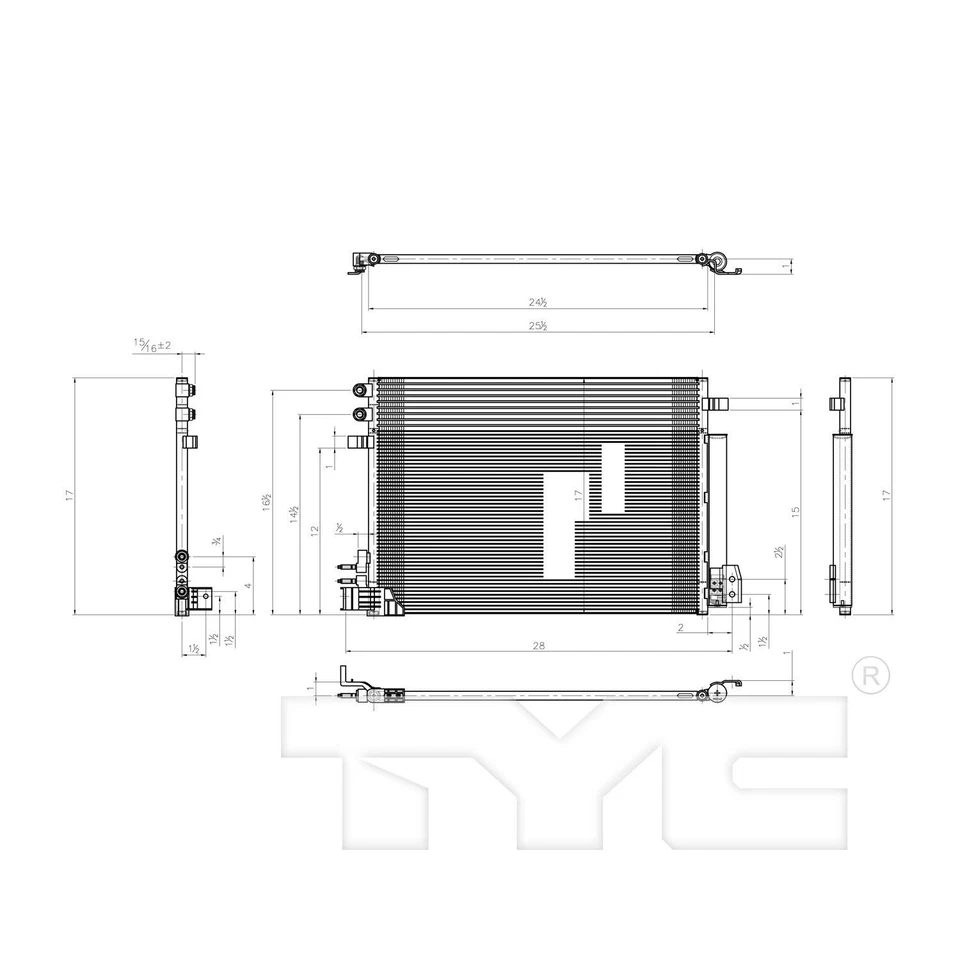 Condensador de aire acondicionado TYC 4224 para Cadillac Chevrolet ATS Camaro CTS 13-21 Foto 3 de 4